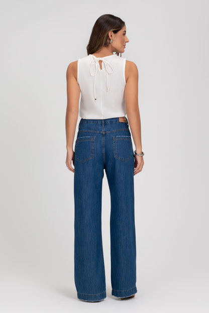 Blusa Linho Off White Renda Guipir Frysaide