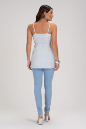 Blusa Listras Azul Alças Finas Frysaide