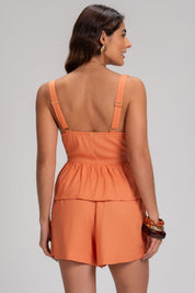 Blusa Peplum Frysaide Laranja Alças Largas
