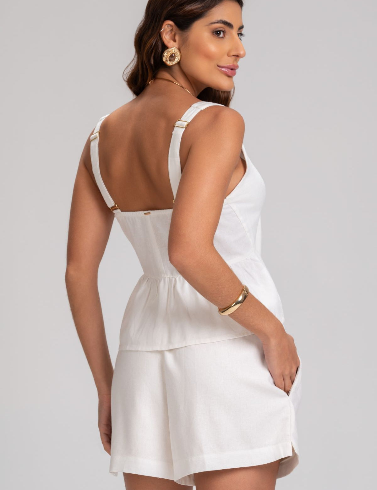 Blusa Peplum Frysaide Off White Alças Largas