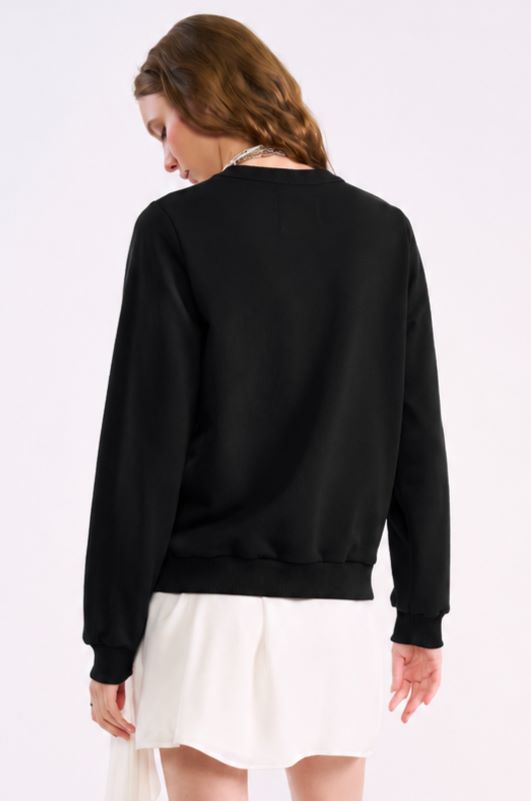 Blusão Colcci Preto Moletom Estampa Geométrica