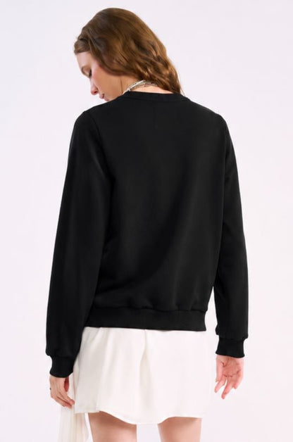 Blusão Colcci Preto Moletom Estampa Geométrica