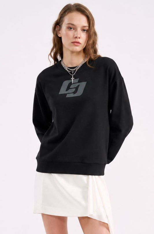 Blusão Colcci Preto Moletom Estampa Geométrica