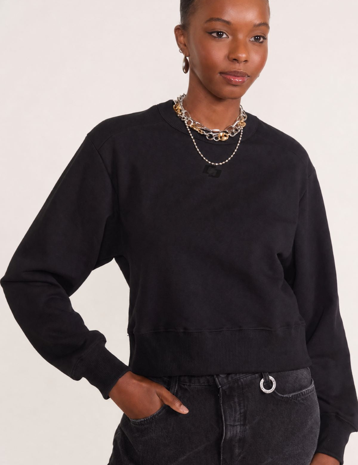 Blusão Colcci Preto Moletom Logo Aplicado