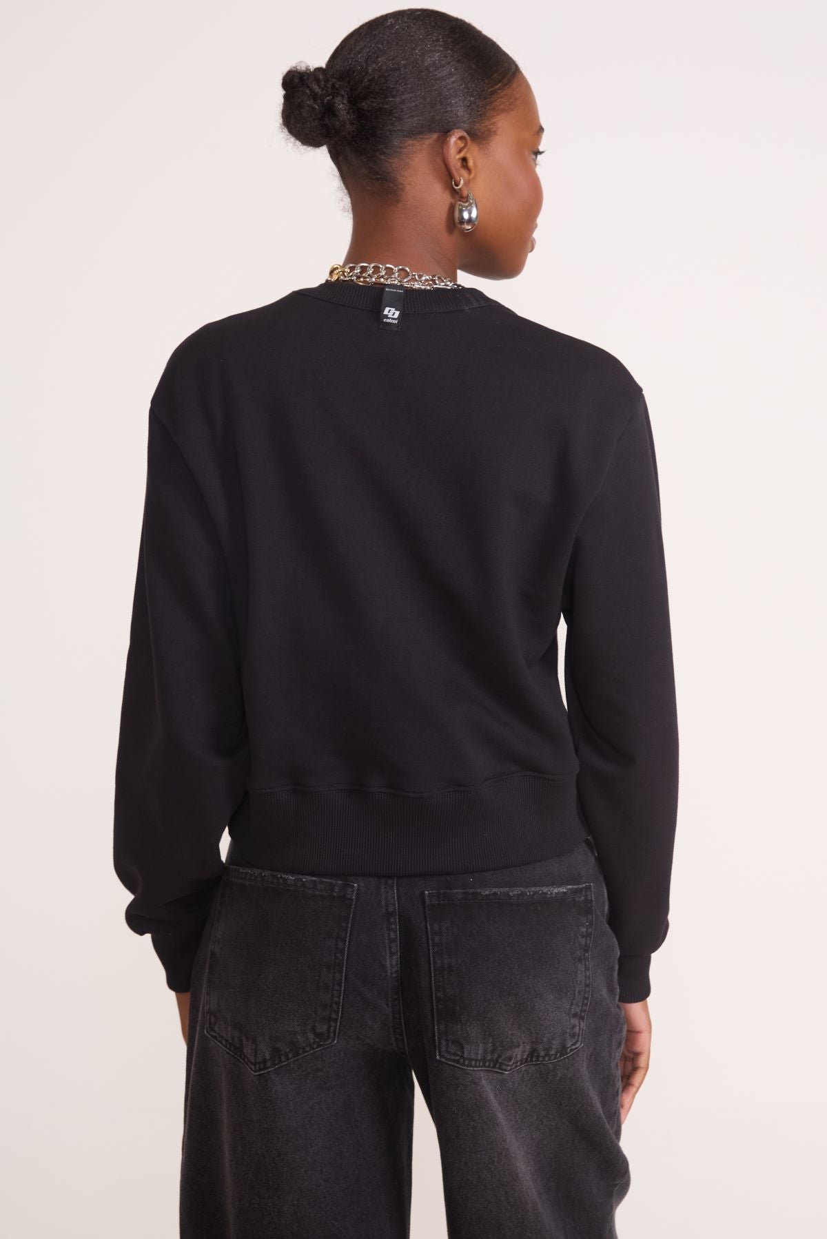 Blusão Colcci Preto Moletom Logo Aplicado