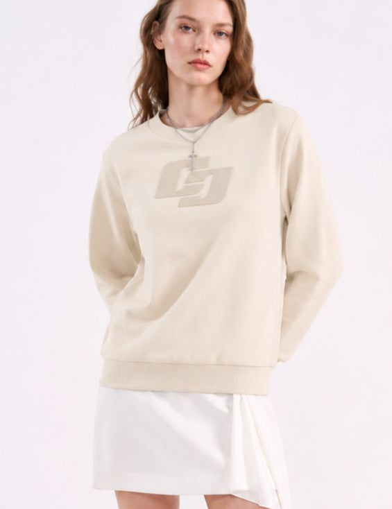 Blusão Colcci Taupe Moletom Logo Relevo
