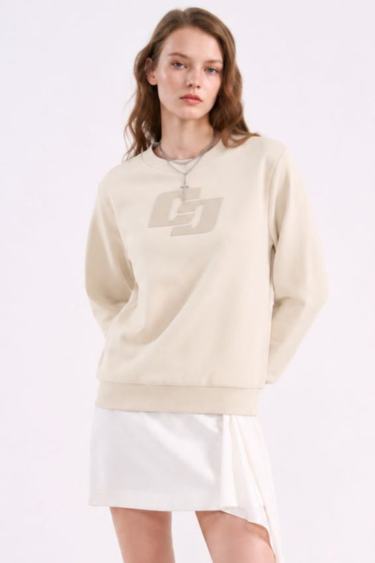 Blusão Colcci Taupe Moletom Logo Relevo
