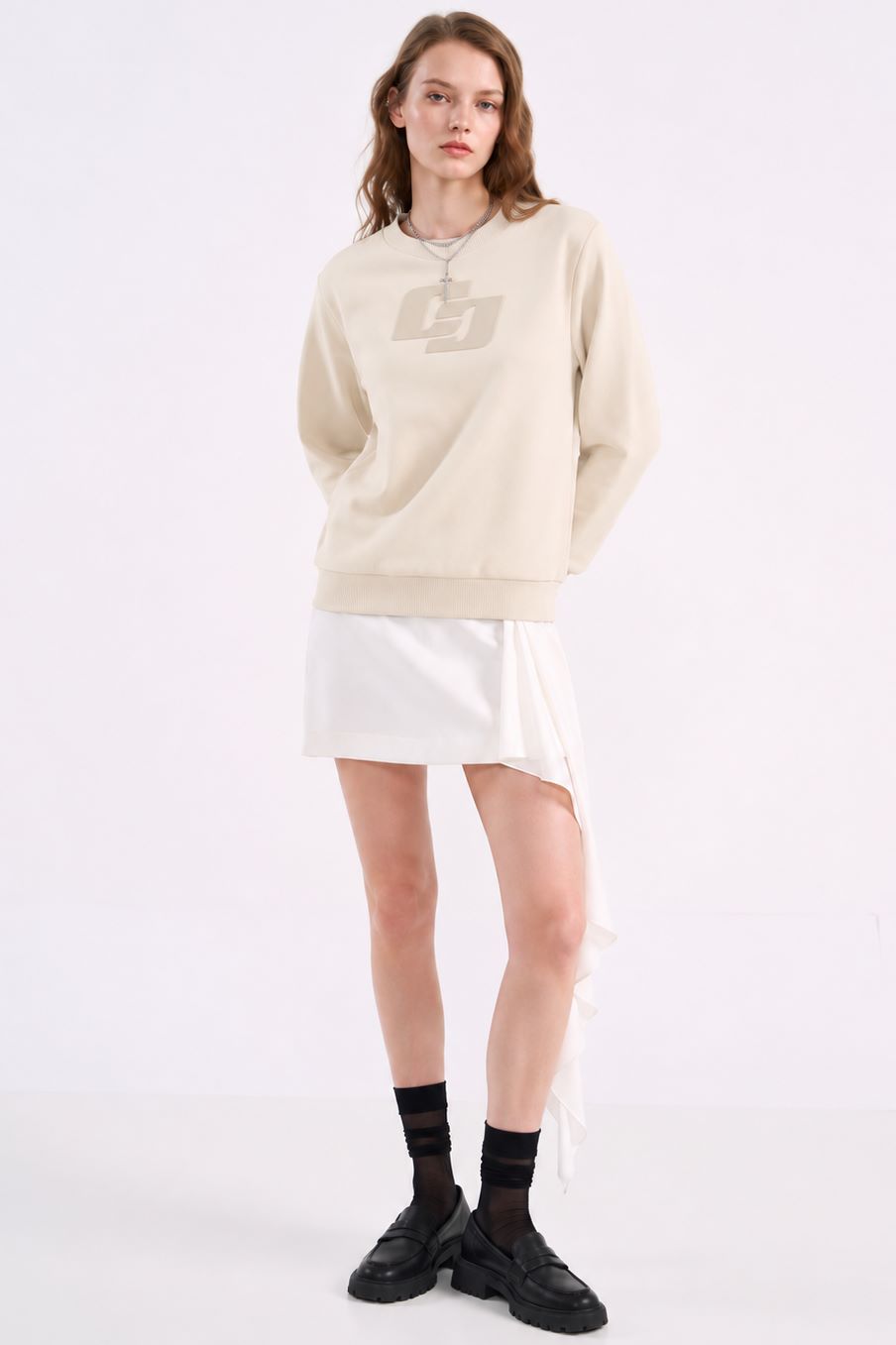 Blusão Colcci Taupe Moletom Logo Relevo