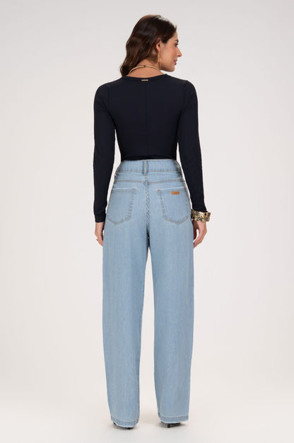 Body FRYSAIDE Preto Canelado Manga Longa