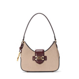 Bolsa Baguete Santa Lolla Bege Canvas Alça Curta