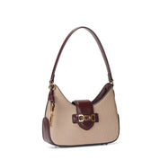 Bolsa Baguete Santa Lolla Bege Canvas Alça Curta