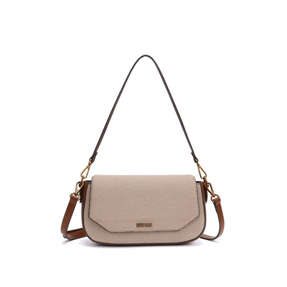 Bolsa Baguete Santa Lolla Bege Canvas Alça Dupla