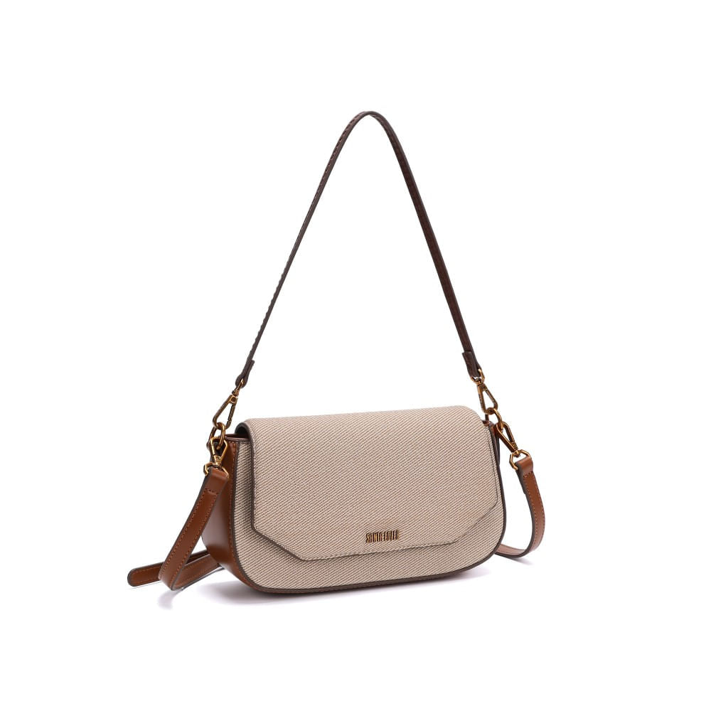 Bolsa Baguete Santa Lolla Bege Canvas Alça Dupla