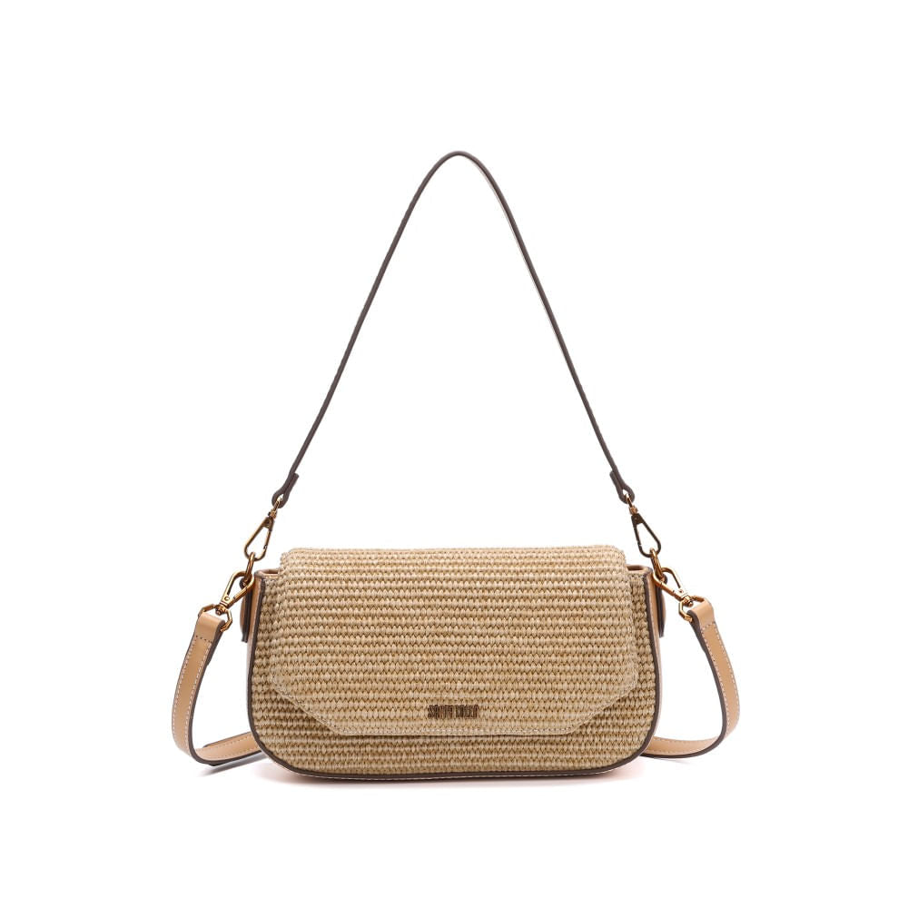 Bolsa Baguete Santa Lolla Bege Tramada Alça Dupla