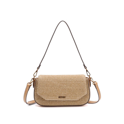 Bolsa Baguete Santa Lolla Bege Tramada Alça Dupla