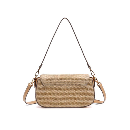 Bolsa Baguete Santa Lolla Bege Tramada Alça Dupla