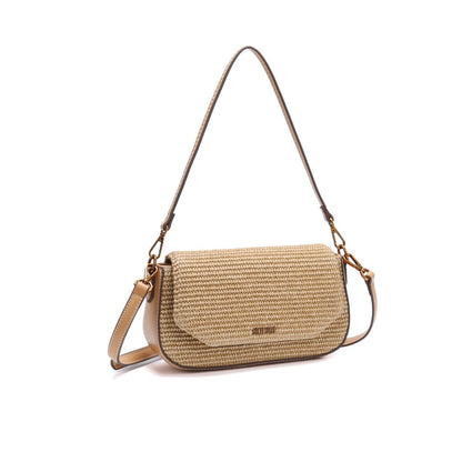 Bolsa Baguete Santa Lolla Bege Tramada Alça Dupla