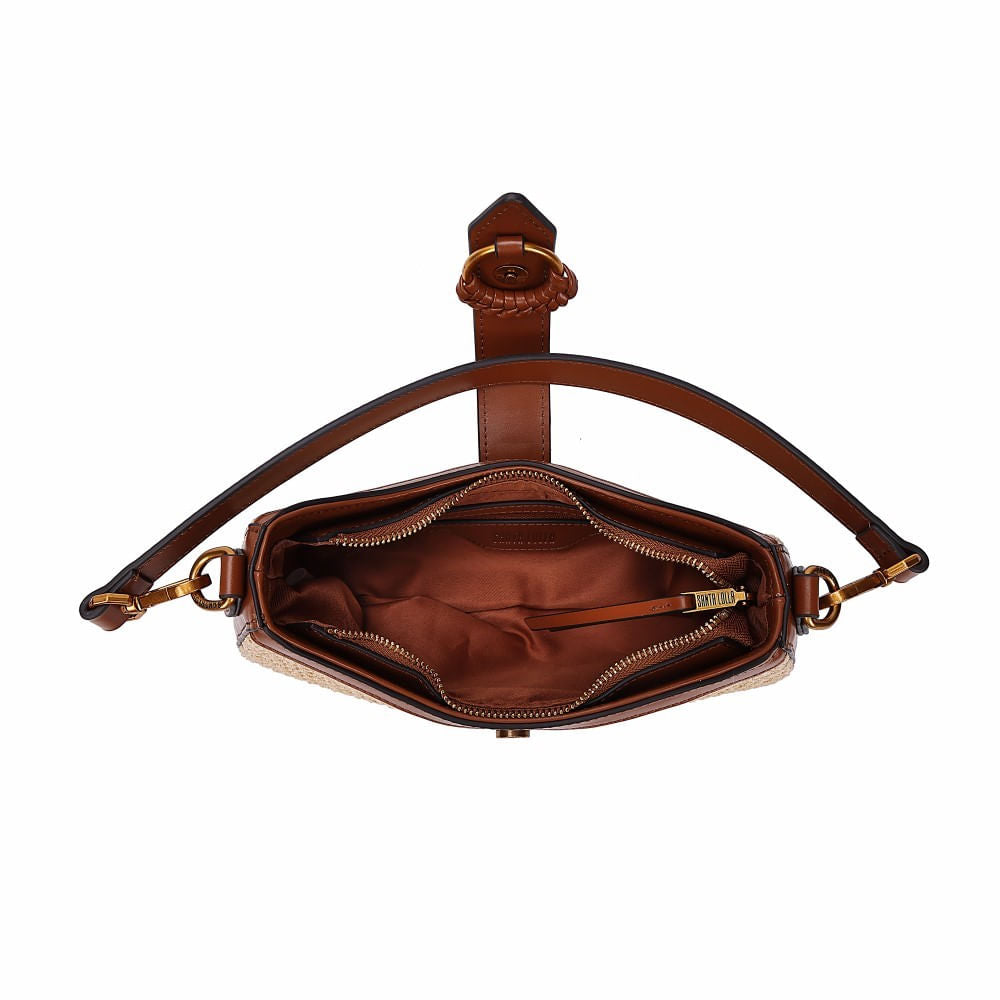 Bolsa Baguete Santa Lolla Bege Tramada Alça Dupla