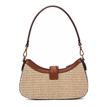 Bolsa Baguete Santa Lolla Bege Tramada Alça Dupla