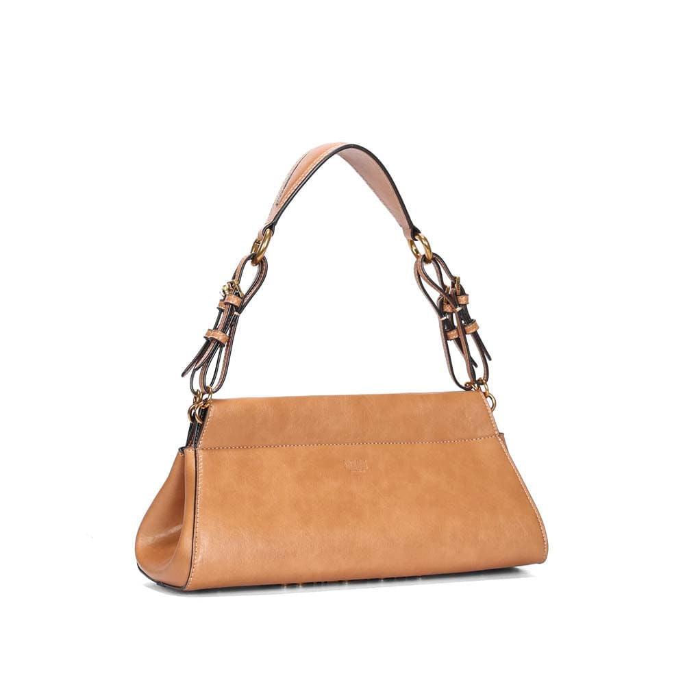 Bolsa Baguete Santa Lolla Caramelo Alça Fivelas