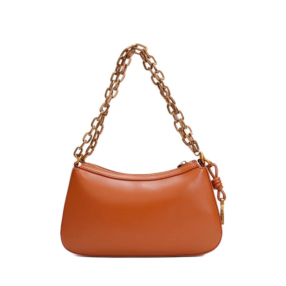 Bolsa Baguete Santa Lolla Caramelo Corrente Dourada