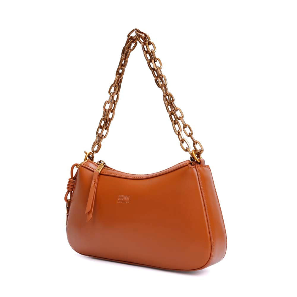 Bolsa Baguete Santa Lolla Caramelo Corrente Dourada
