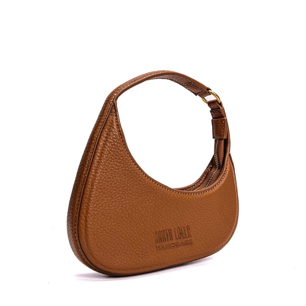 Bolsa Baguete Santa Lolla Caramelo Meia-Lua Zíper