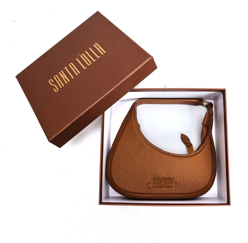 Bolsa Baguete Santa Lolla Caramelo Meia-Lua Zíper