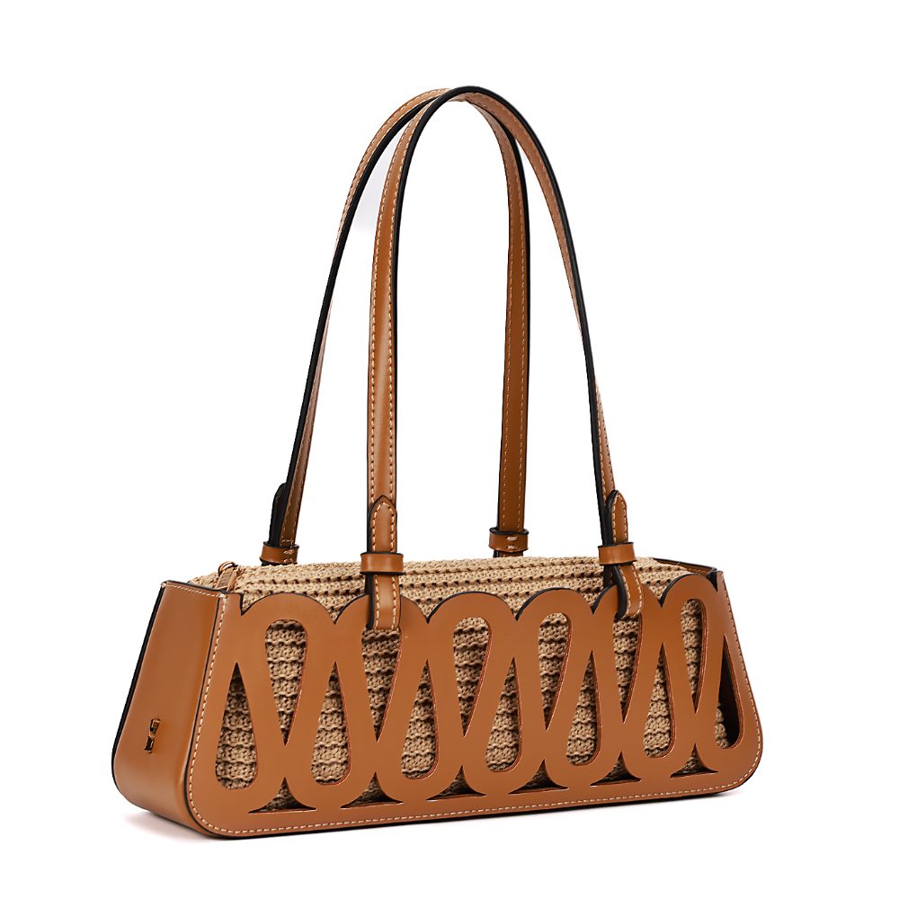 Bolsa Baguete Santa Lolla Caramelo Trançada