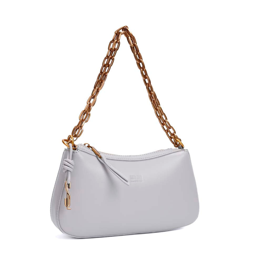 Bolsa Baguete Santa Lolla Cinza Alça Corrente