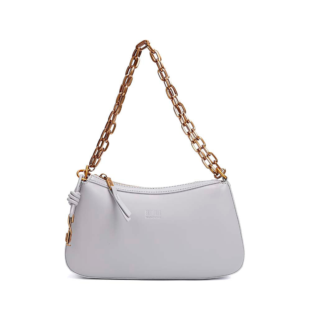 Bolsa Baguete Santa Lolla Cinza Alça Corrente