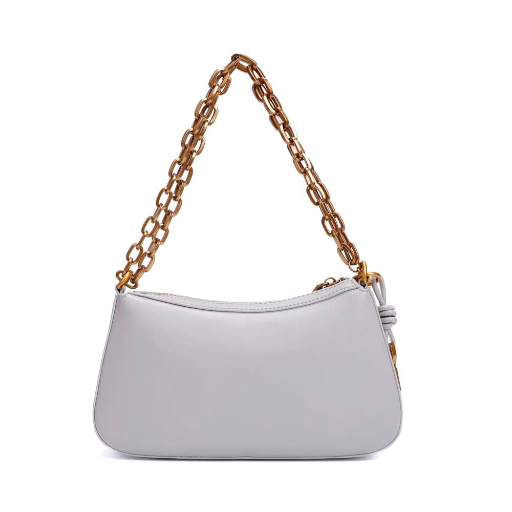 Bolsa Baguete Santa Lolla Cinza Alça Corrente