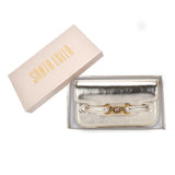 Bolsa Baguete Santa Lolla Dourada Metalizada
