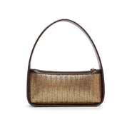 Bolsa Baguete Santa Lolla Dourada Tramado Alça Ombro