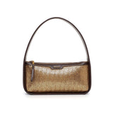 Bolsa Baguete Santa Lolla Dourada Tramado Alça Ombro