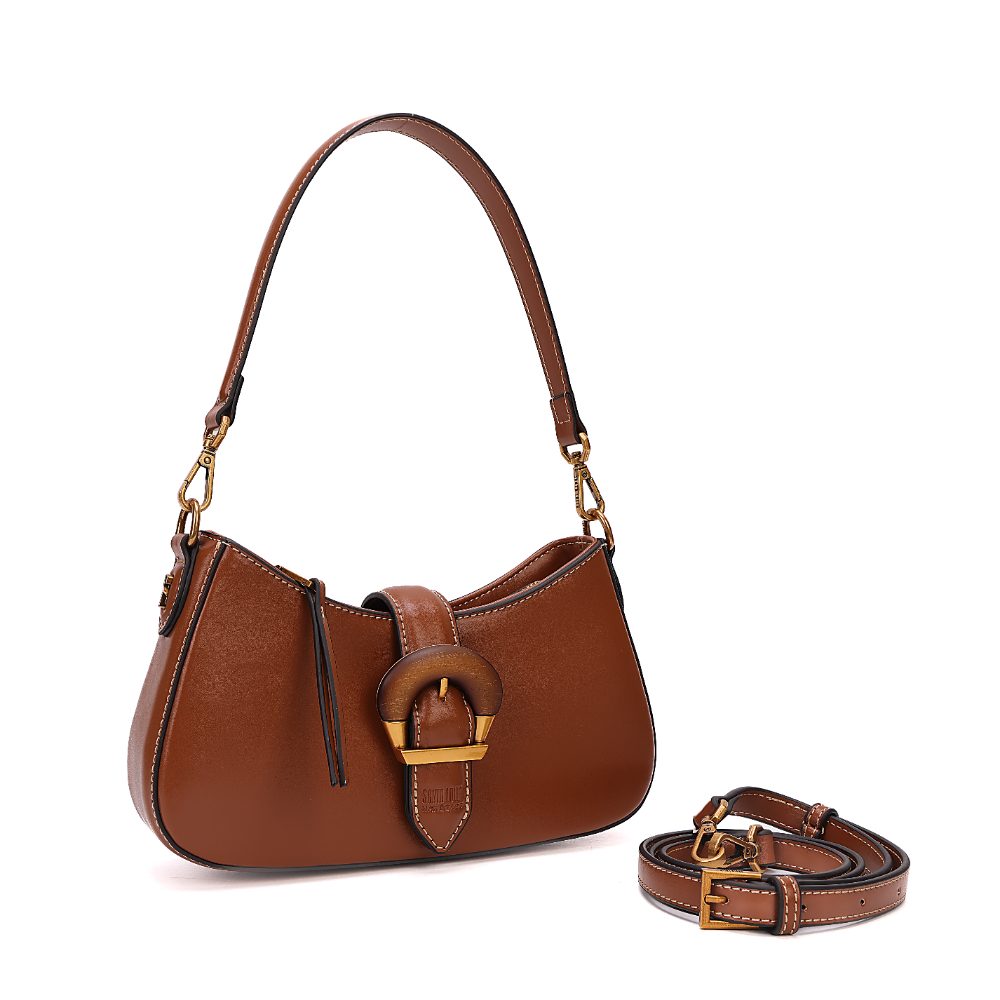 Bolsa Baguete Santa Lolla Marrom Alça Dupla