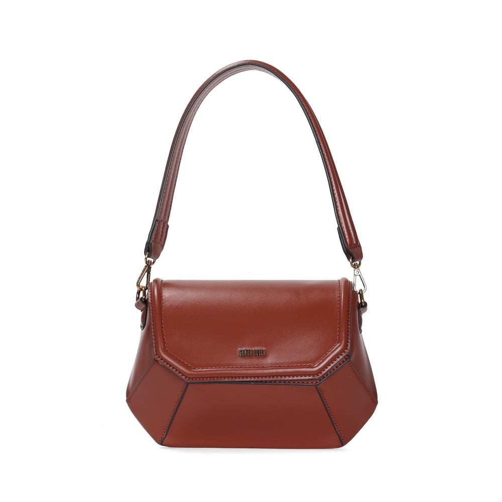 Bolsa Baguete Santa Lolla Marrom Geométrica Estruturada