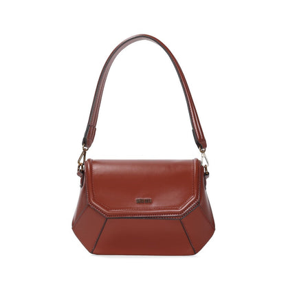 Bolsa Baguete Santa Lolla Marrom Geométrica Estruturada