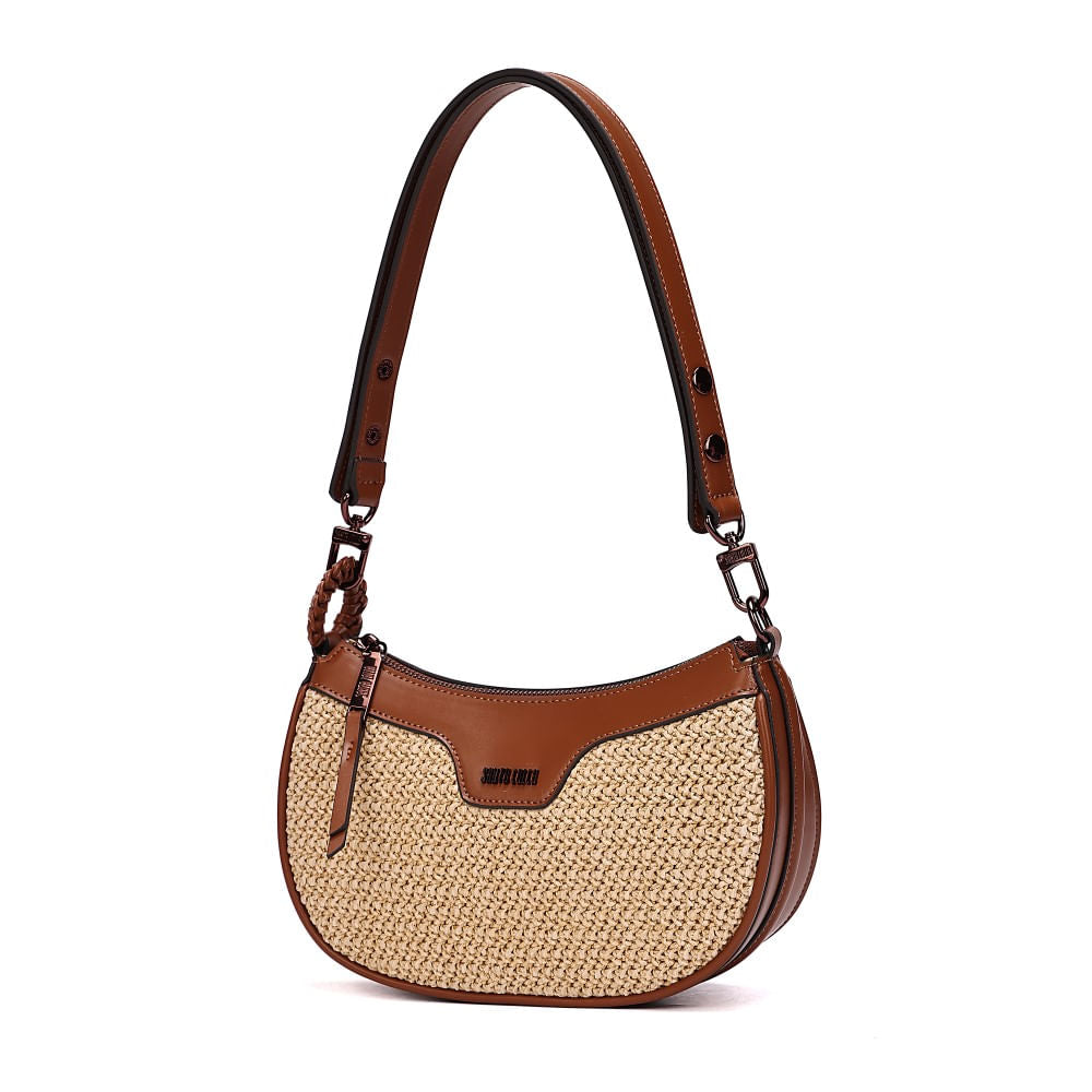 Bolsa Baguete Santa Lolla Marrom Tramada