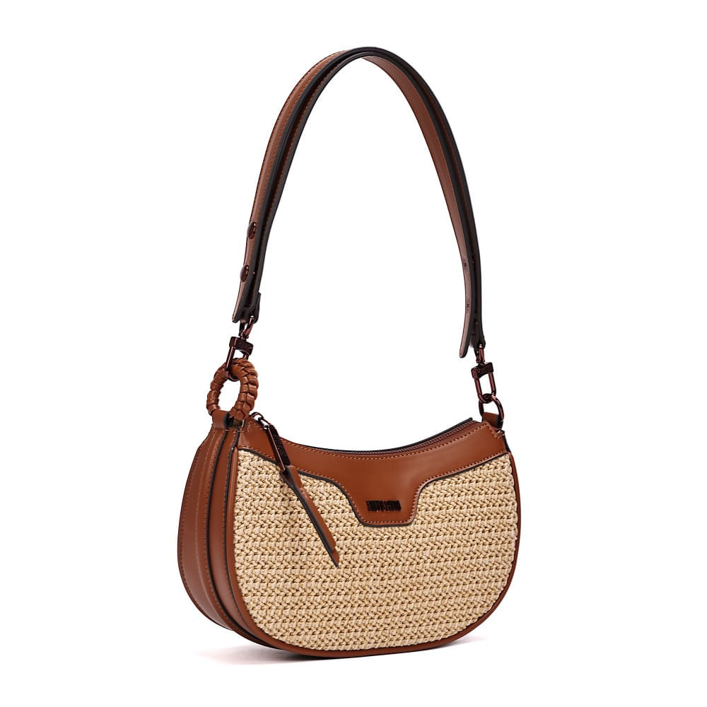Bolsa Baguete Santa Lolla Marrom Tramada