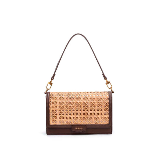 Bolsa Baguete Santa Lolla Marrom Tramado Alça Removível