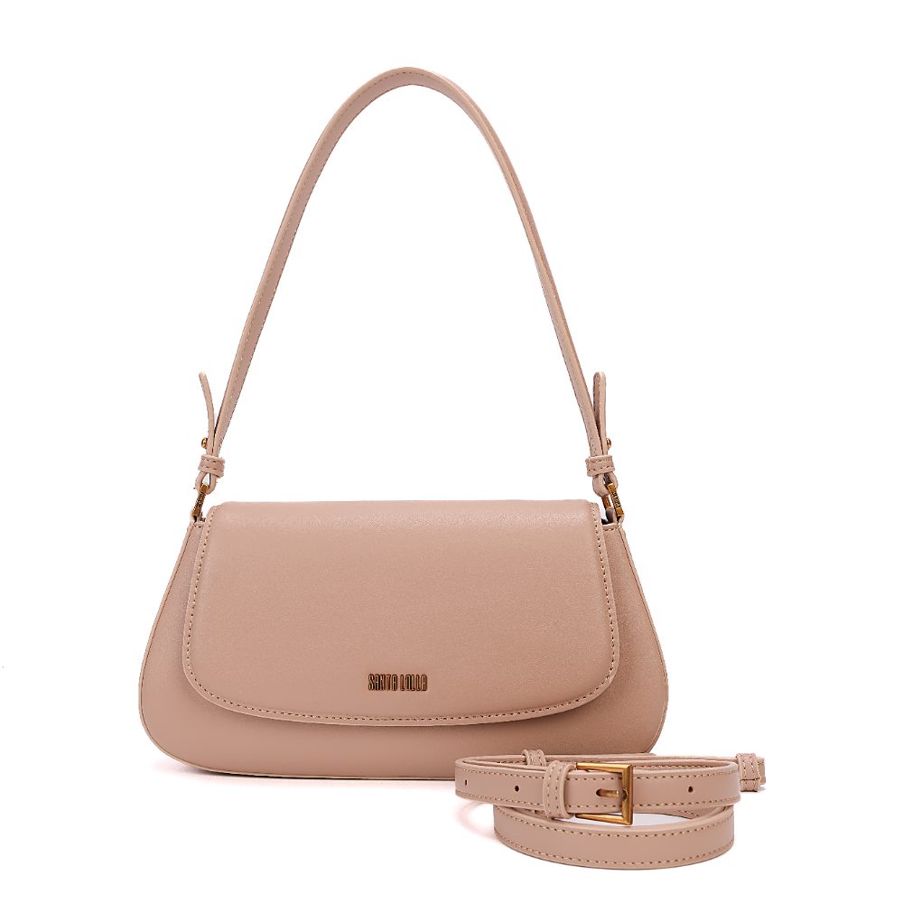 Bolsa Baguete Santa Lolla Nude Alça Dupla