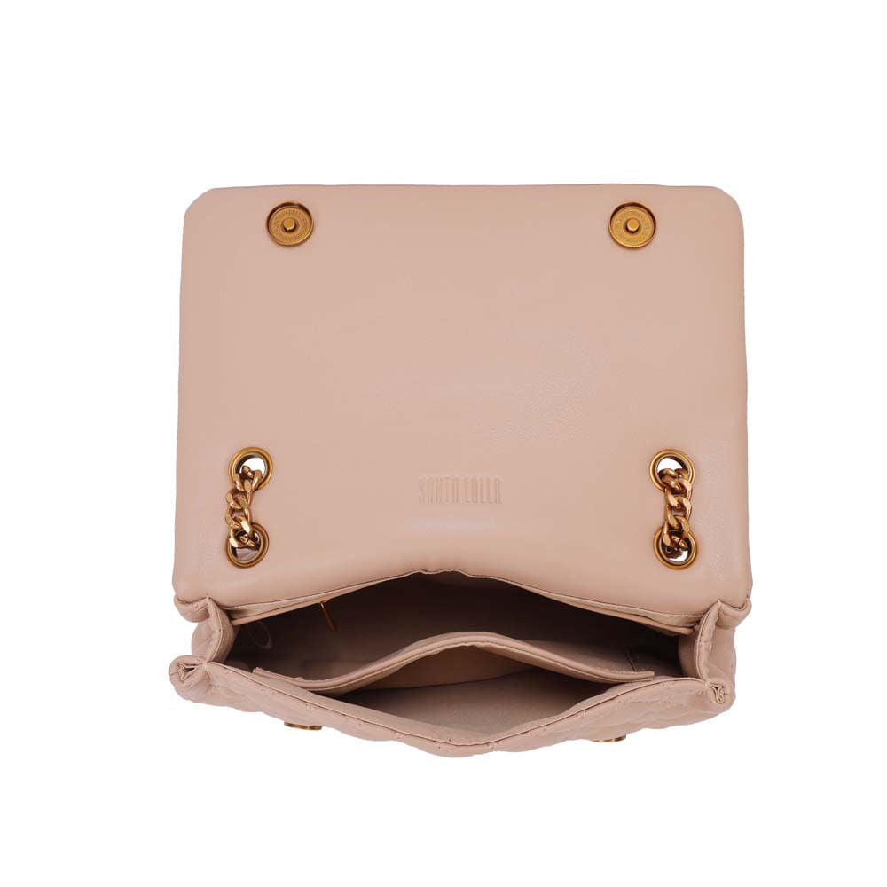 Bolsa Baguete Santa Lolla Nude Matelassê Corrente