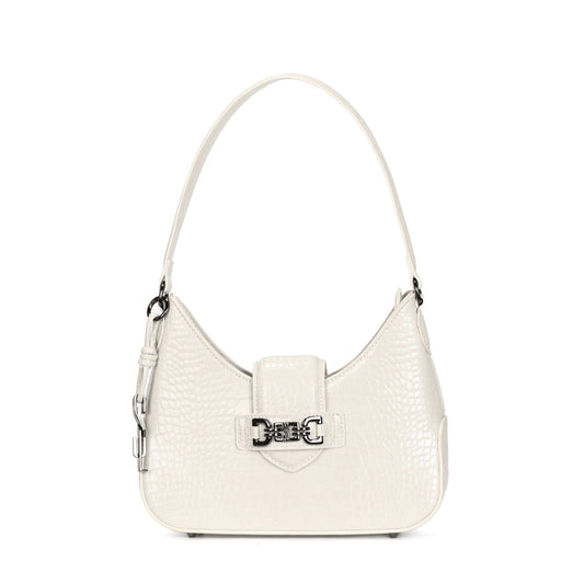 Bolsa Baguete Santa Lolla Off White Croco Alça Ombro
