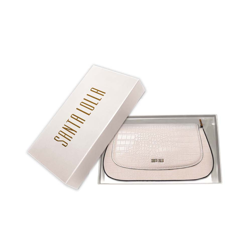 Bolsa Baguete Santa Lolla Off White Croco Alças