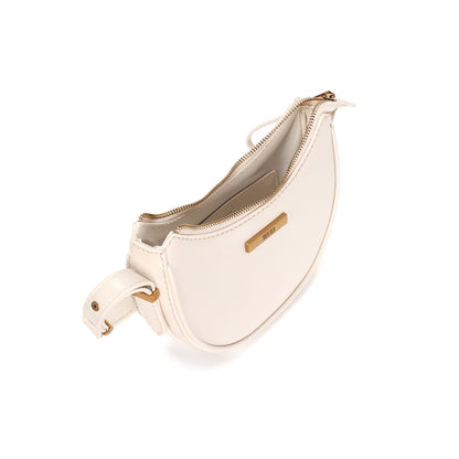 Bolsa Baguete Santa Lolla Off White Meia-Lua Zíper
