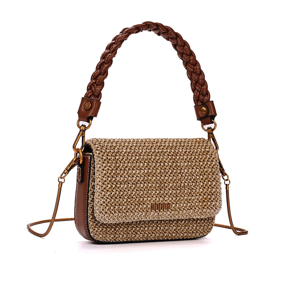 Bolsa Baguete Santa Lolla Palha Tramada Duas Alças