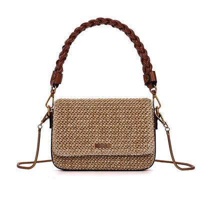 Bolsa Baguete Santa Lolla Palha Tramada Duas Alças