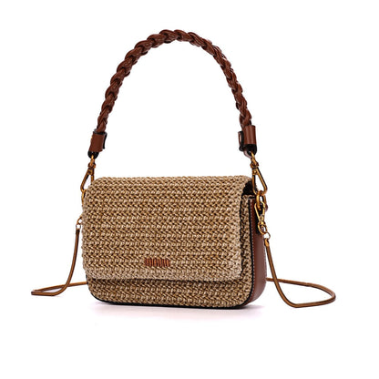 Bolsa Baguete Santa Lolla Palha Tramada Duas Alças