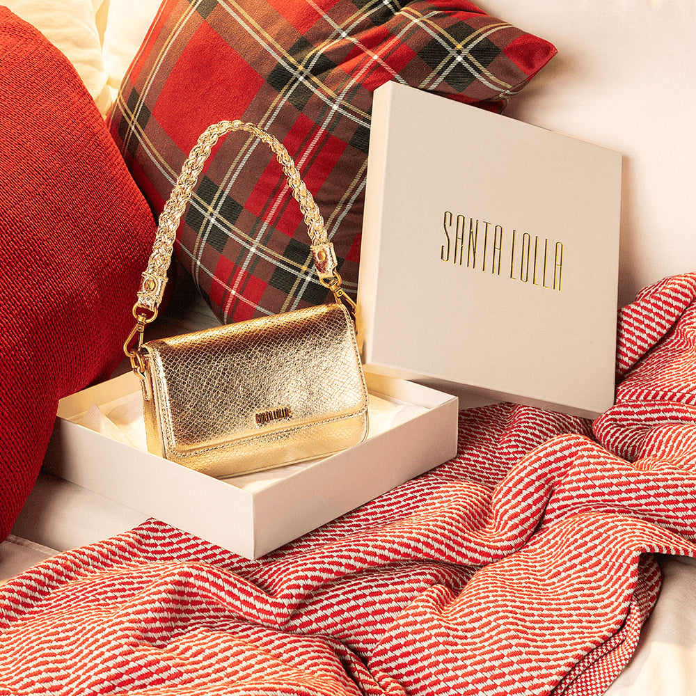 Bolsa Baguete Santa Lolla Prata Metalizada Alças
